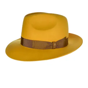 Borsalino Jer in Mustard Large Brim Marengo Felt Fedora Made in Italy